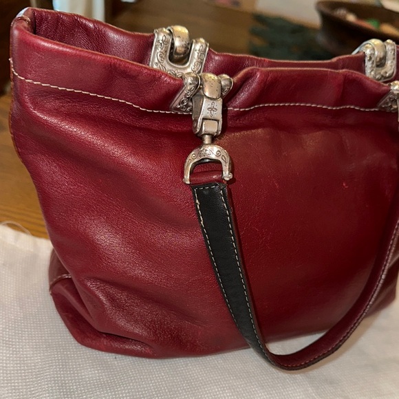 Brighton Jodi Reversible Wine Leather and Romantic French Toile Canvas Mini Bag - Picture 13 of 15